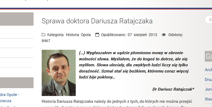 Sprawa doktora Dariusza Ratajczaka – historia-odry.opole.pl