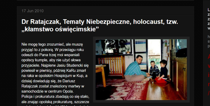 Dr Ratajczak, Tematy Niebezpieczne, holocaust, tzw. „kłamstwo oświęcimskie”